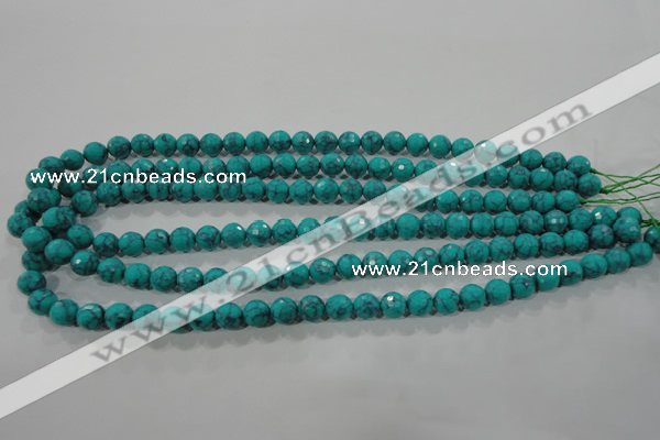 CTU1683 15.5 inches 8mm faceted round synthetic turquoise beads