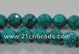 CTU1684 15.5 inches 10mm faceted round synthetic turquoise beads