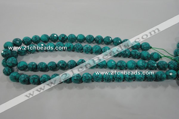 CTU1684 15.5 inches 10mm faceted round synthetic turquoise beads