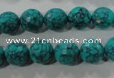 CTU1685 15.5 inches 12mm faceted round synthetic turquoise beads