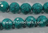 CTU1686 15.5 inches 14mm faceted round synthetic turquoise beads