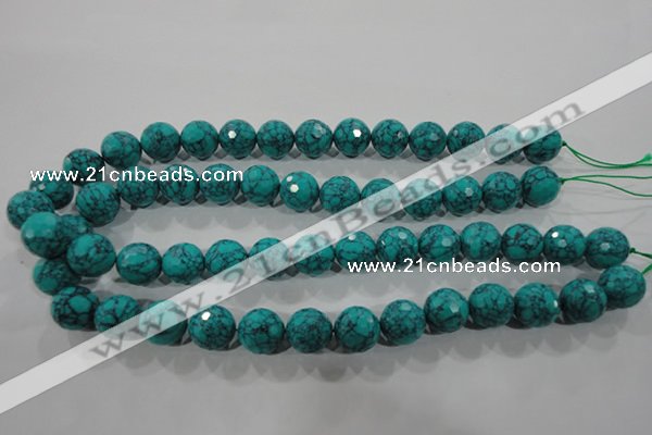 CTU1686 15.5 inches 14mm faceted round synthetic turquoise beads