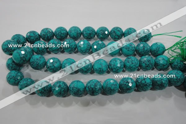 CTU1688 15.5 inches 18mm faceted round synthetic turquoise beads