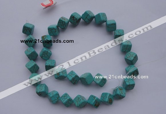 CTU18 15.5 inches 10*10mm cublc blue turquoise strand beads Wholesale