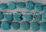 CTU1882 15.5 inches 12mm flat round imitation turquoise beads