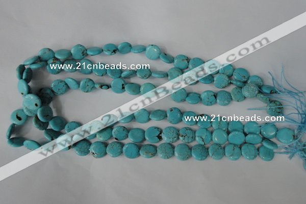 CTU1882 15.5 inches 12mm flat round imitation turquoise beads