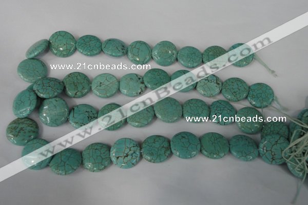 CTU1886 15.5 inches 20mm flat round imitation turquoise beads