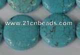 CTU1888 15.5 inches 25mm flat round imitation turquoise beads