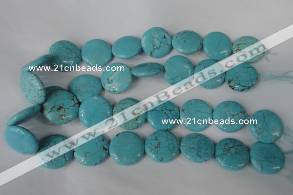 CTU1888 15.5 inches 25mm flat round imitation turquoise beads