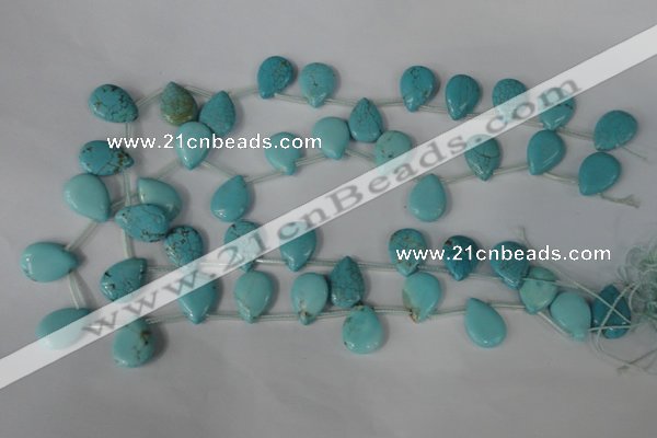 CTU1935 Top-drilled 13*18mm flat teardrop imitation turquoise beads