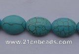 CTU20 15.5 inches 13*18mm oval blue turquoise strand beads Wholesale