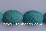 CTU23 15.5 inches 25*35mm oval blue turquoise strand beads Wholesale