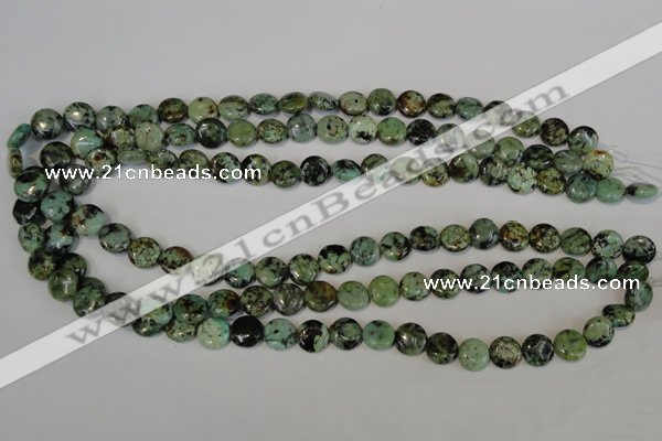 CTU2474 15.5 inches 10mm flat round African turquoise beads wholesale