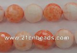 CTU2505 15.5 inches 14mm faceted round synthetic turquoise beads