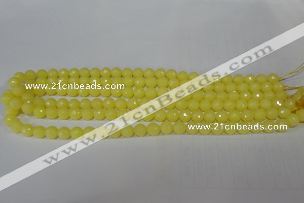 CTU2523 15.5 inches 4mm faceted round synthetic turquoise beads