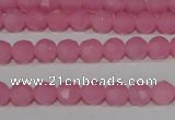 CTU2555 15.5 inches 4mm faceted round synthetic turquoise beads