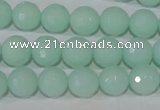 CTU2574 15.5 inches 10mm faceted round synthetic turquoise beads