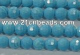 CTU2590 15.5 inches 4mm faceted round synthetic turquoise beads