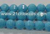 CTU2592 15.5 inches 8mm faceted round synthetic turquoise beads