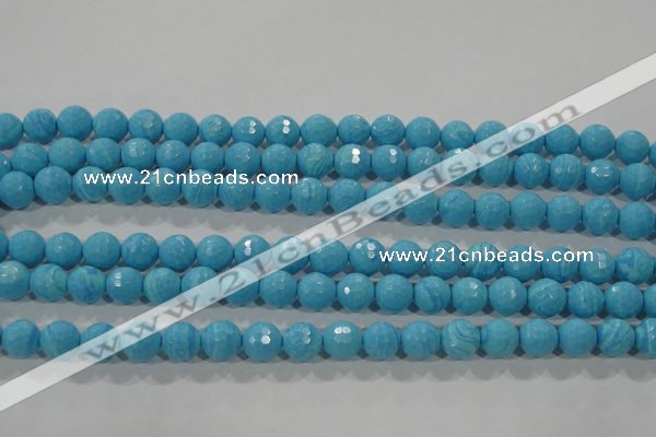 CTU2592 15.5 inches 8mm faceted round synthetic turquoise beads