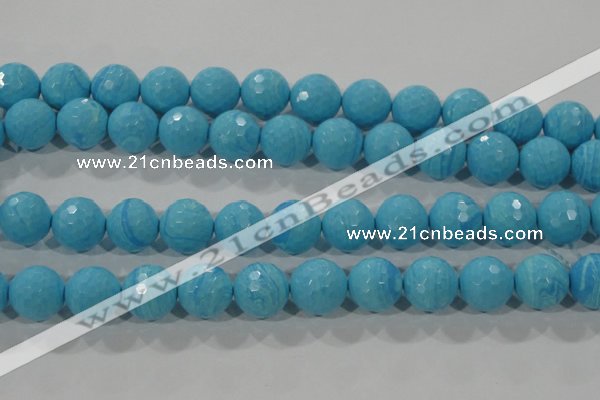 CTU2594 15.5 inches 12mm faceted round synthetic turquoise beads