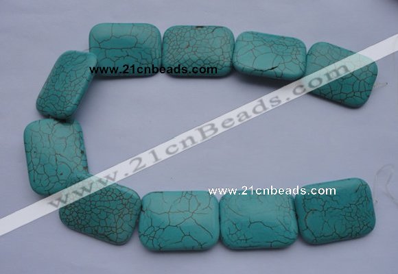 CTU26 15.5 inches 30*40mm rectangle blue turquoise beads Wholesale