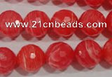 CTU2745 15.5 inches 14mm faceted round synthetic turquoise beads