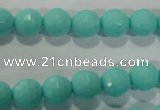 CTU2780 15.5 inches 4mm faceted round synthetic turquoise beads