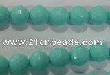 CTU2780 15.5 inches 4mm faceted round synthetic turquoise beads