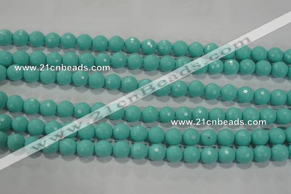 CTU2782 15.5 inches 8mm faceted round synthetic turquoise beads