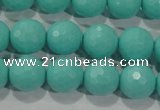 CTU2783 15.5 inches 10mm faceted round synthetic turquoise beads