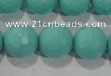 CTU2785 15.5 inches 14mm faceted round synthetic turquoise beads