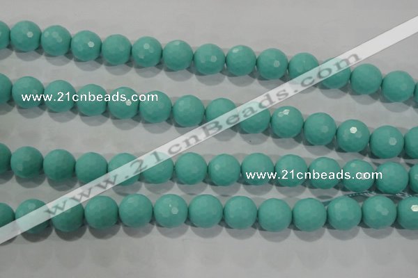 CTU2785 15.5 inches 14mm faceted round synthetic turquoise beads