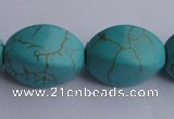 CTU28 15.5 inches 13*20mm twisted oval blue turquoise beads Wholesale