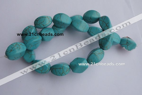 CTU28 15.5 inches 13*20mm twisted oval blue turquoise beads Wholesale