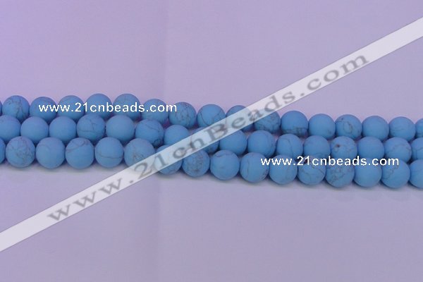 CTU2850 15.5 inches 4mm round matte turquoise beads