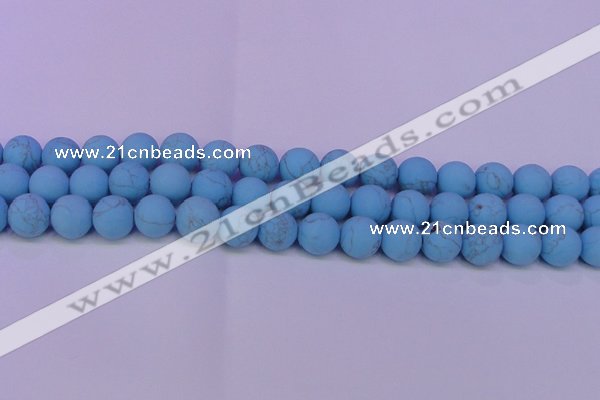 CTU2855 15.5 inches 14mm round matte turquoise beads