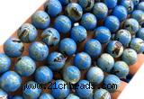 CTU3150 15 inches 12mm round gold vein howlite turquoise beads