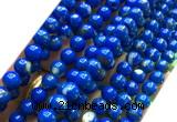 CTU3153 15 inches 4mm round gold vein howlite turquoise beads