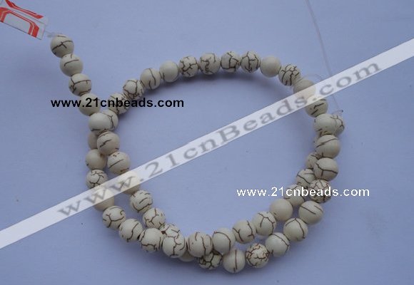 CTU35 15.5 inches 10mm round white turquoise strand beads Wholesale