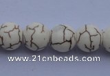 CTU36 15.5 inches 14mm round white turquoise strand beads Wholesale