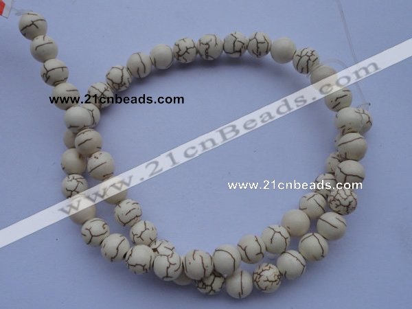 CTU36 15.5 inches 14mm round white turquoise strand beads Wholesale