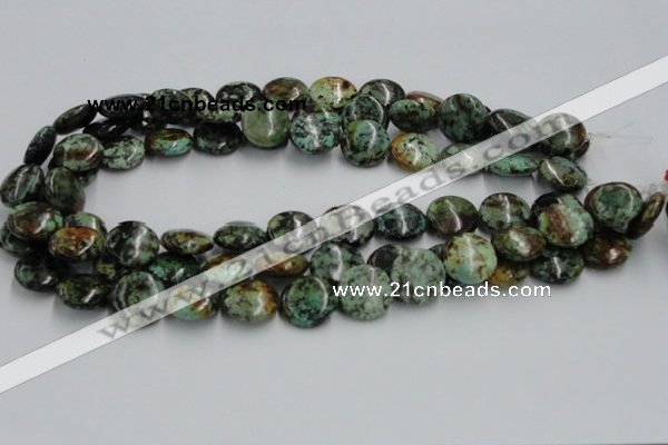 CTU416 15.5 inches 16mm flat round African turquoise beads wholesale