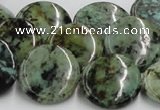 CTU417 15.5 inches 20mm flat round African turquoise beads wholesale