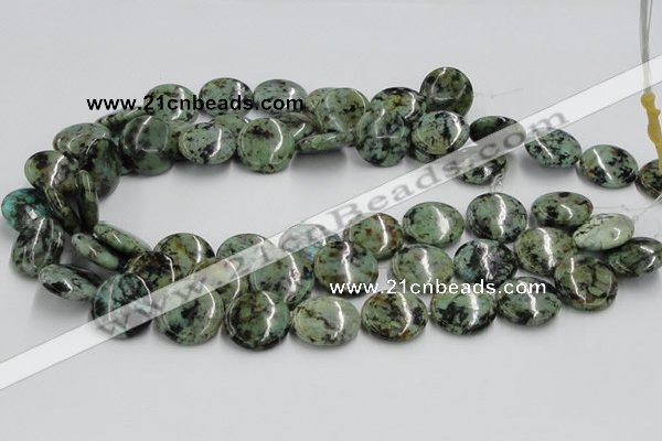 CTU417 15.5 inches 20mm flat round African turquoise beads wholesale