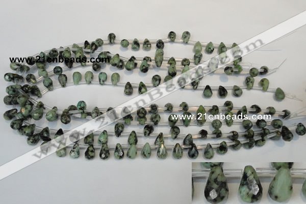 CTU488 Top-drilled 7*10mm faceted teardrop African turquoise beads