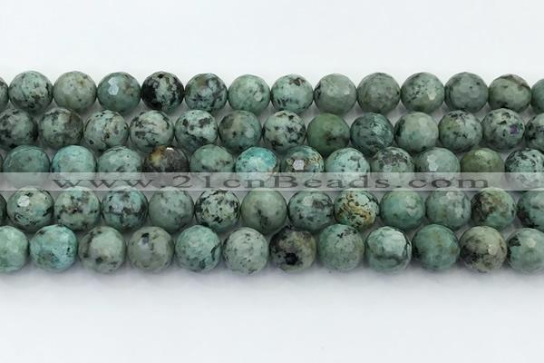 CTU519 15.5 inches 8mm faceted round African turquoise beads wholesale