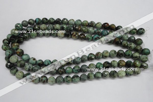 CTU553 15.5 inches 10mm faceted round African turquoise beads