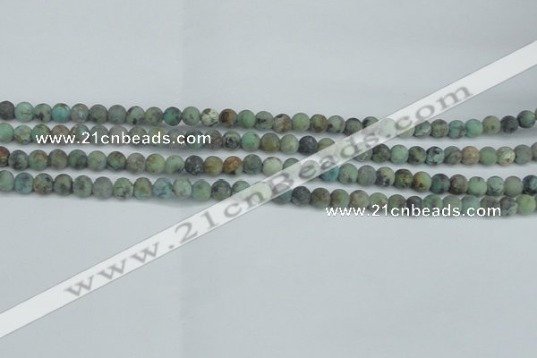 CTU562 15.5 inches 4mm round matte african turquoise beads