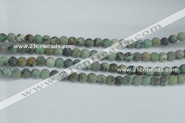 CTU564 15.5 inches 8mm round matte african turquoise beads